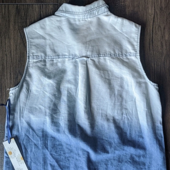 Given Kale Women's Blue Faded Collared Dress/Tunic Sleeveless Button Size Small. - Picture 10 of 12